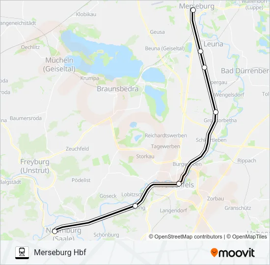 Поезд RE16: карта маршрута