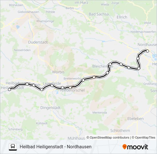 Автобус RB57: карта маршрута