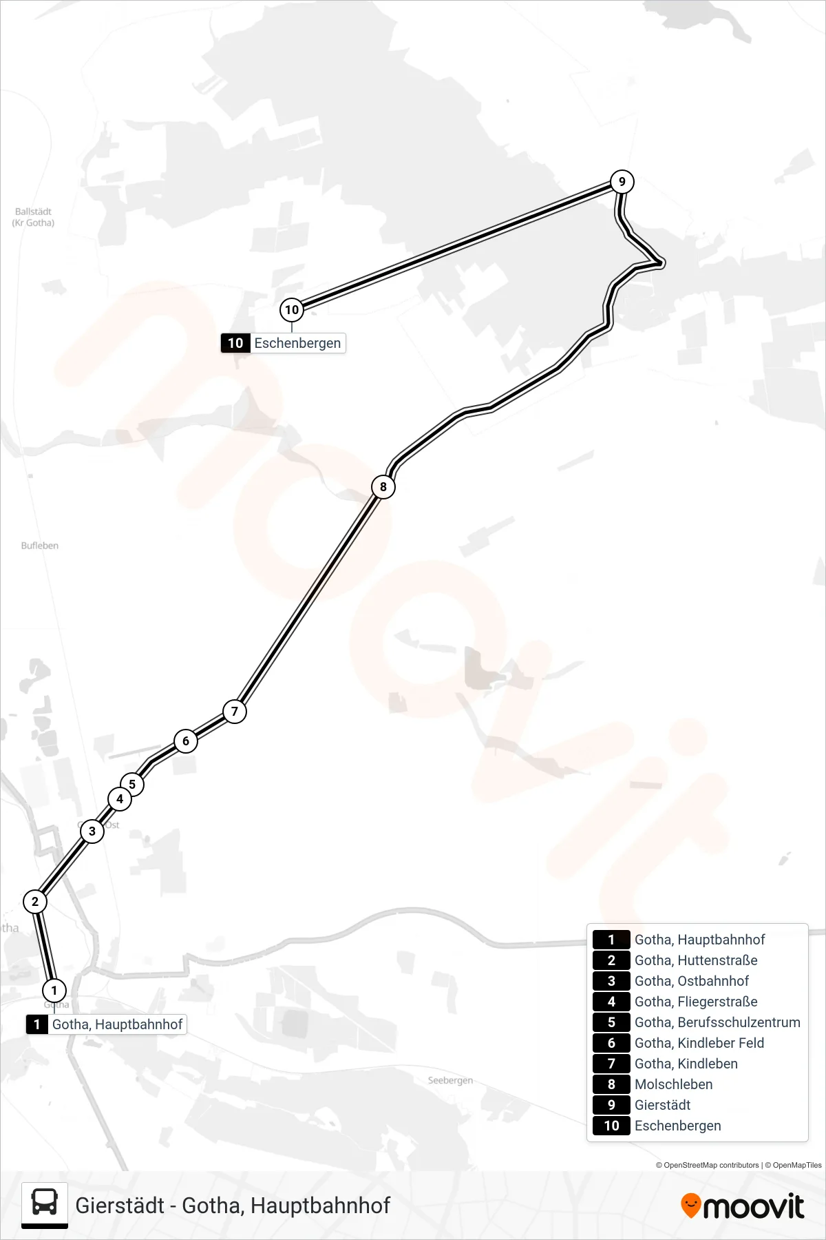 Linie 892 (Bus) Richtung Eschenbergen: Route und Haltestellen auf der Karte