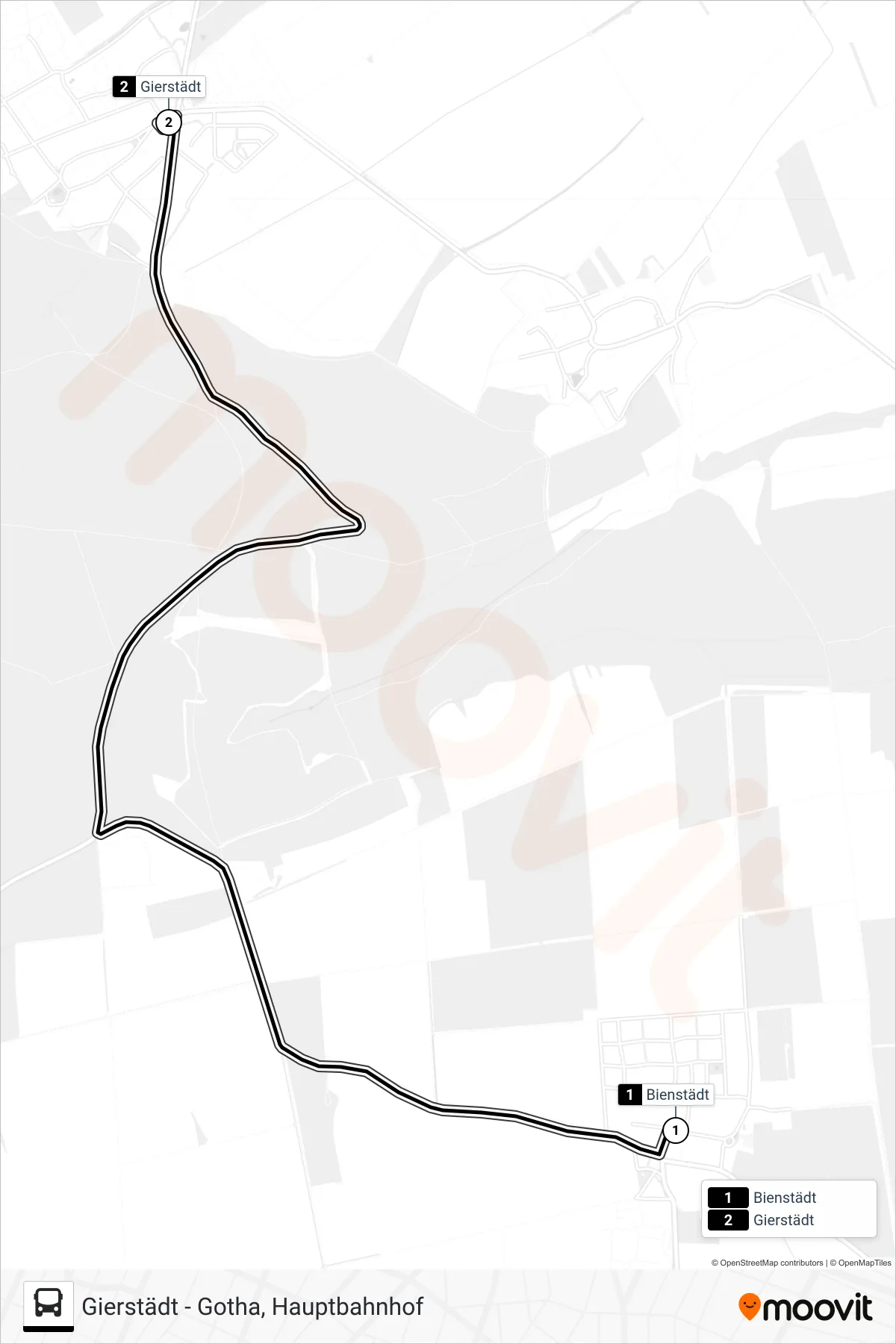 892 bus Line (Gierstädt) route and stops on a map