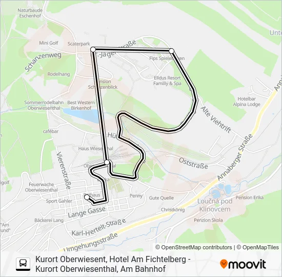 Автобус A: карта маршрута