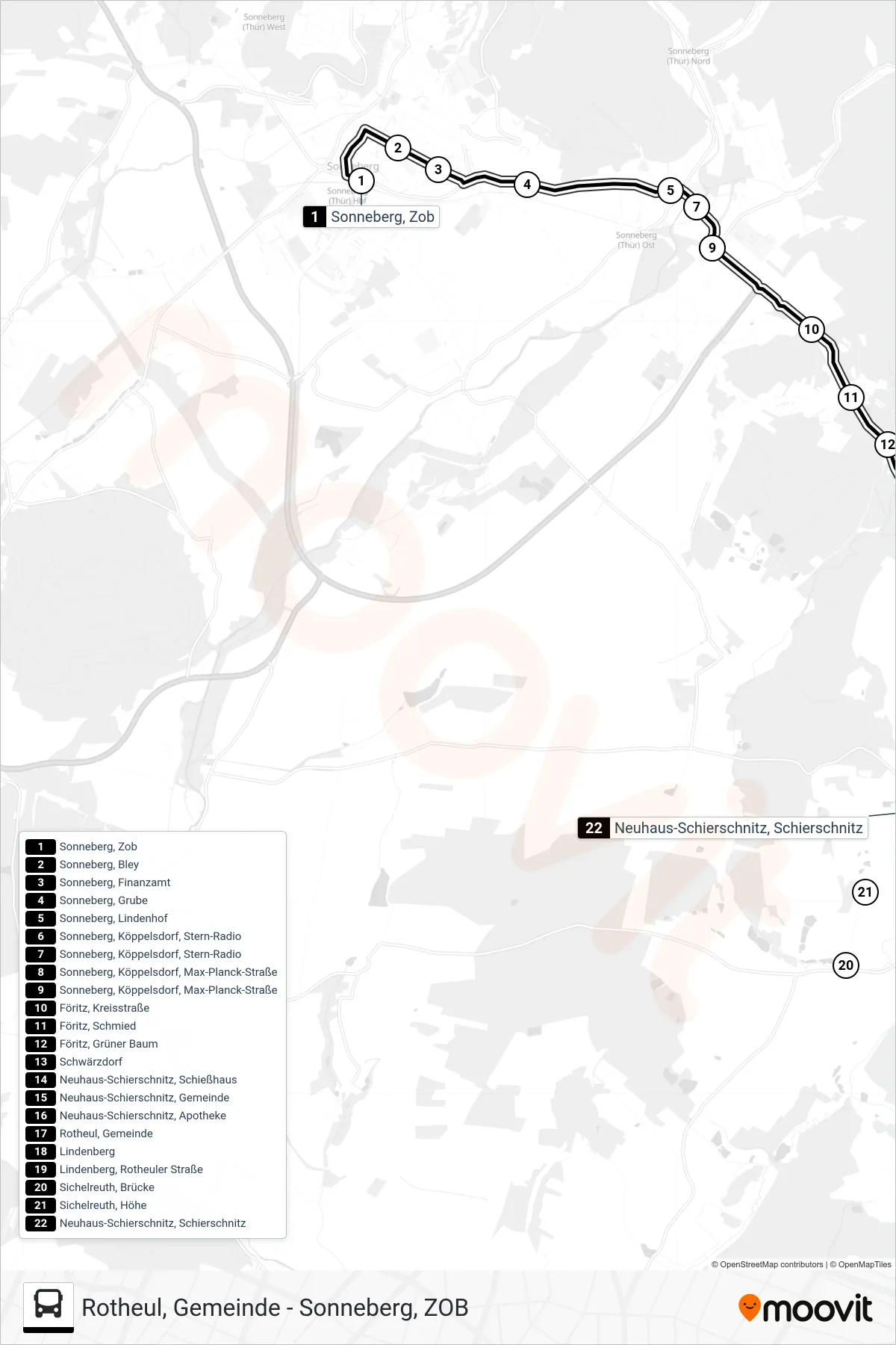 710 bus Line (Neuhaus-Schierschnitz, Gemeinde) route and stops on a map