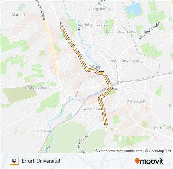 Трамвай 1: карта маршрута