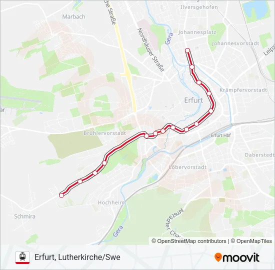 Трамвай 2: карта маршрута