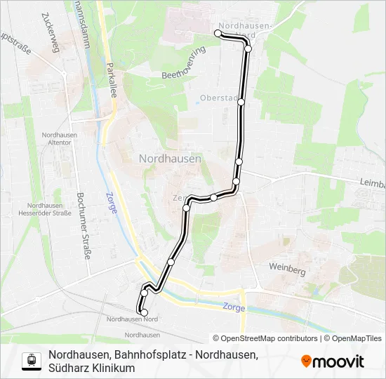 Трамвай 1: карта маршрута