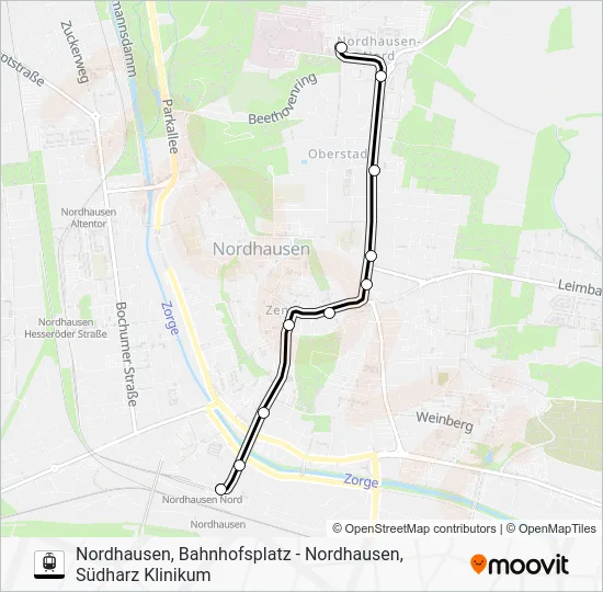 Трамвай 1: карта маршрута