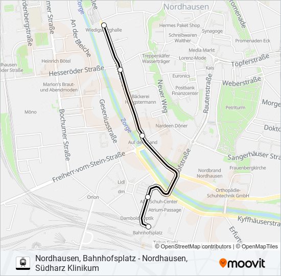 Straßenbahnlinie 1 Karte