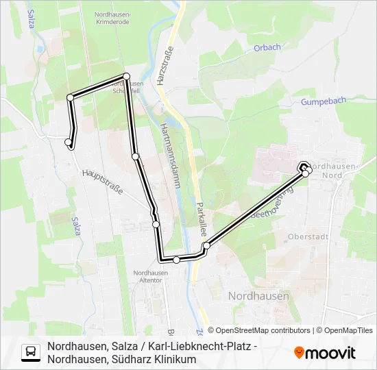 Автобус E: карта маршрута