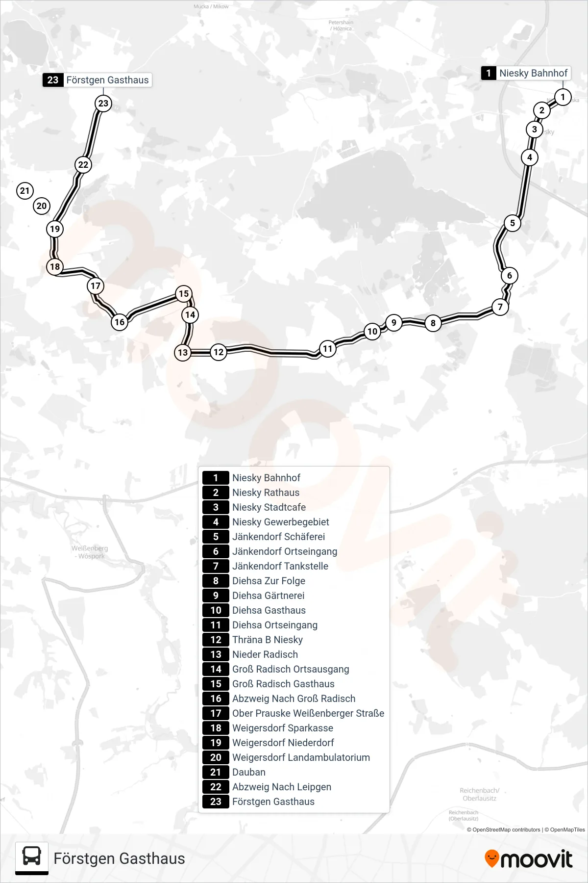 75 bus Line (Förstgen Gasthaus) route and stops on a map