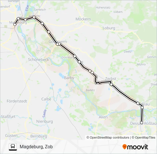 Автобус RE13: карта маршрута