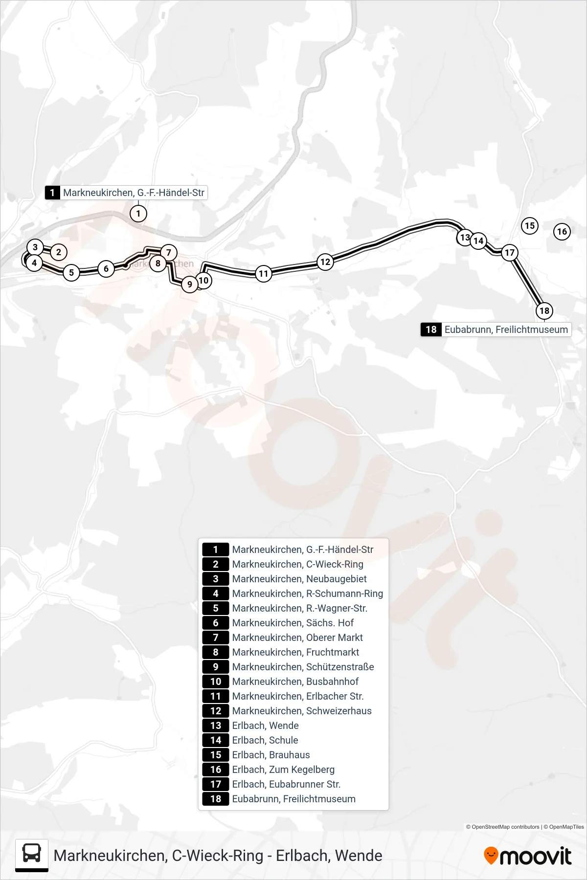 31 bus Line (Eubabrunn) route and stops on a map