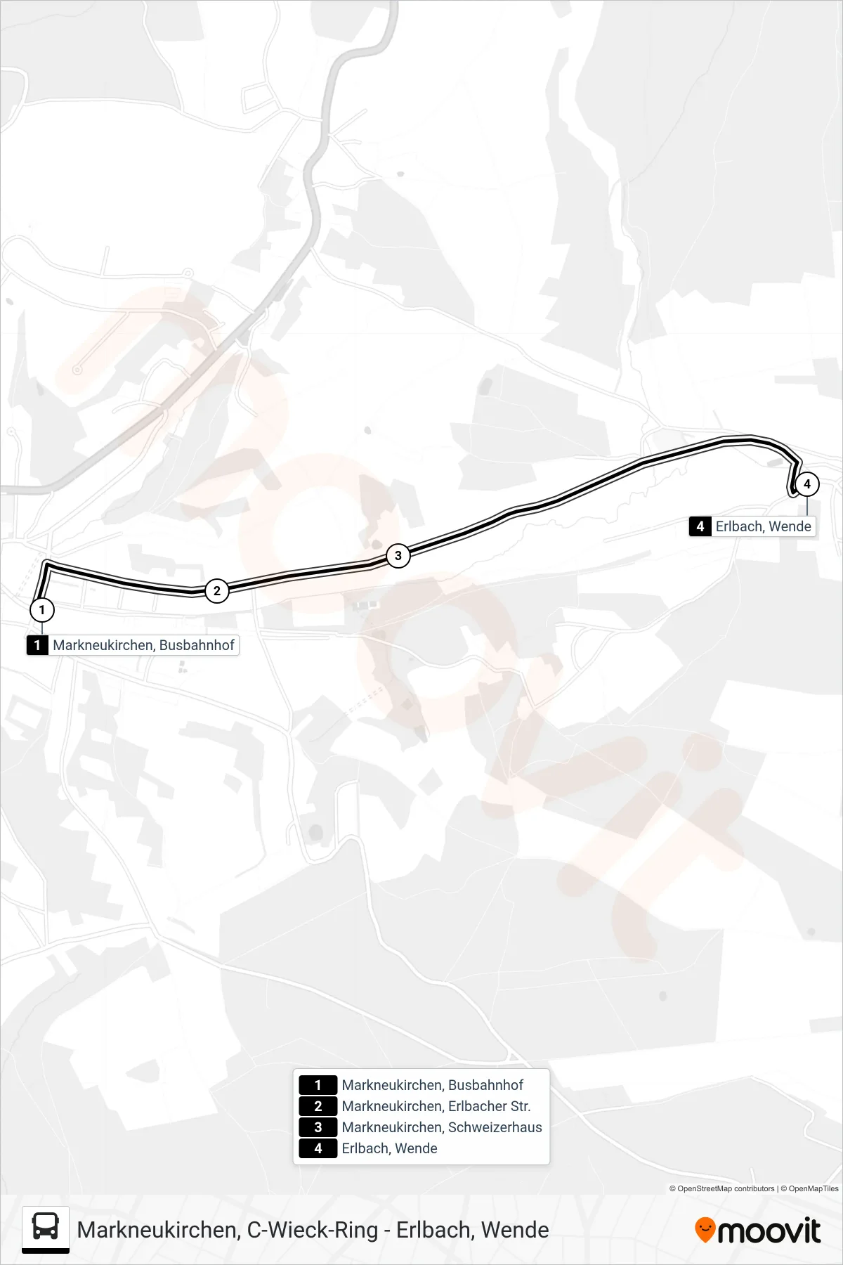 Linie 31 (Bus) Richtung Erlbach|Wende: Route und Haltestellen auf der Karte
