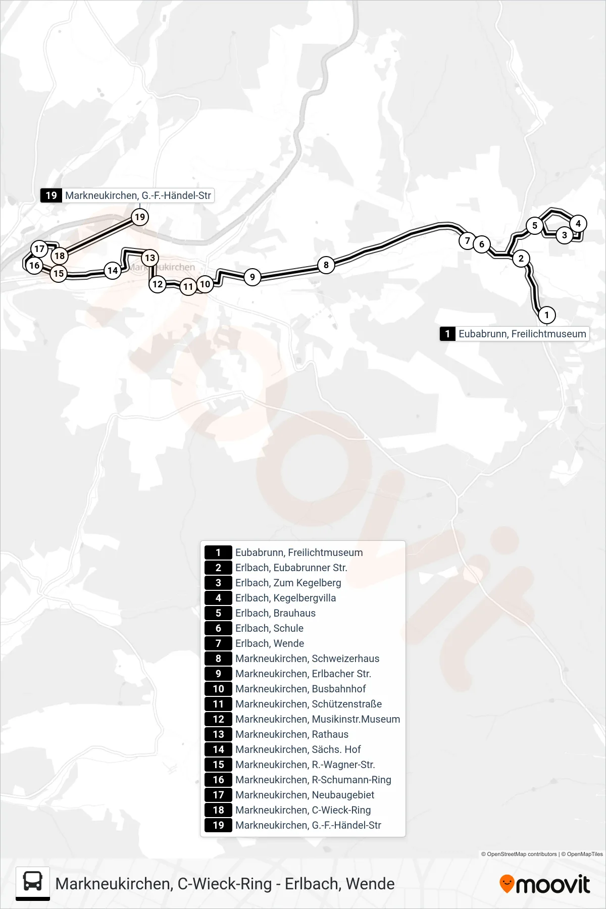 31 bus Line (G-F-Händel-Str) route and stops on a map