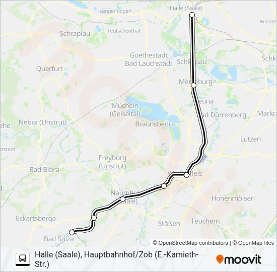 Автобус RB25: карта маршрута