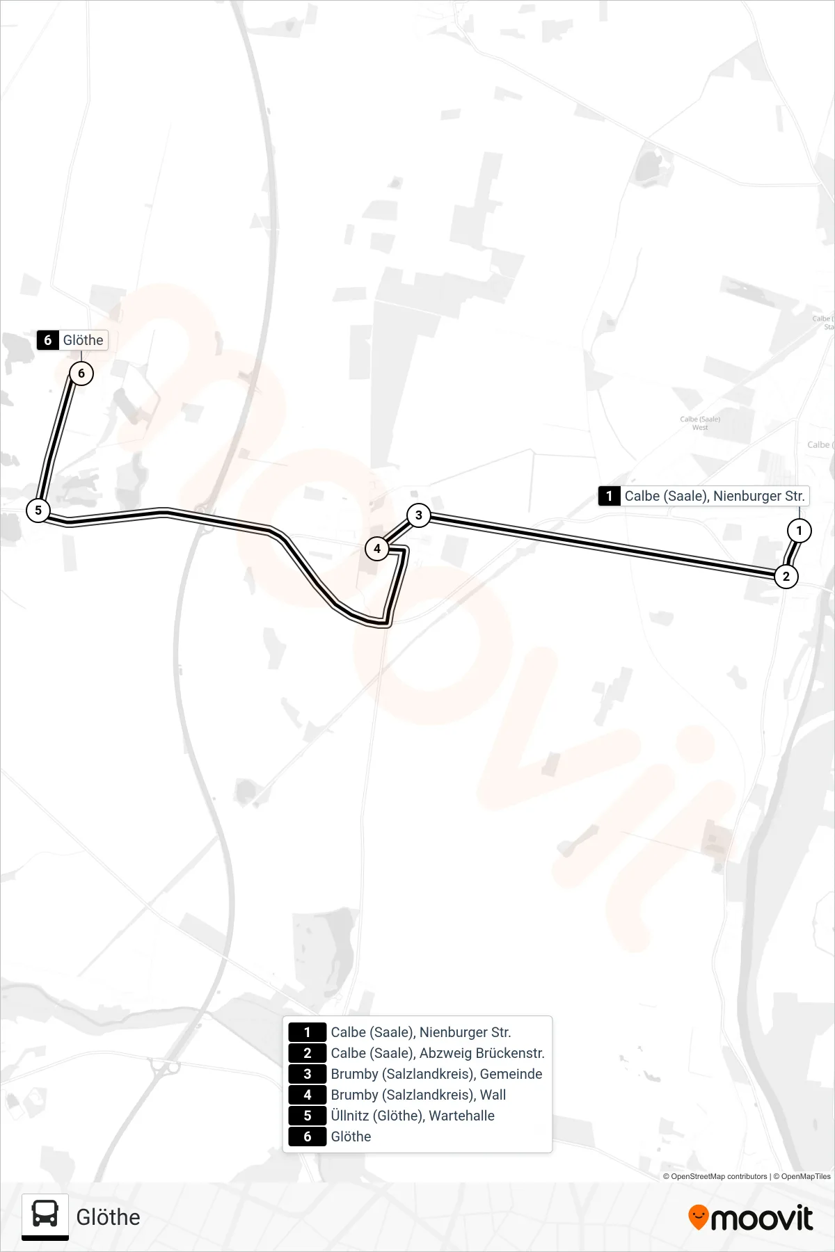 138 bus Line (Glöthe) route and stops on a map