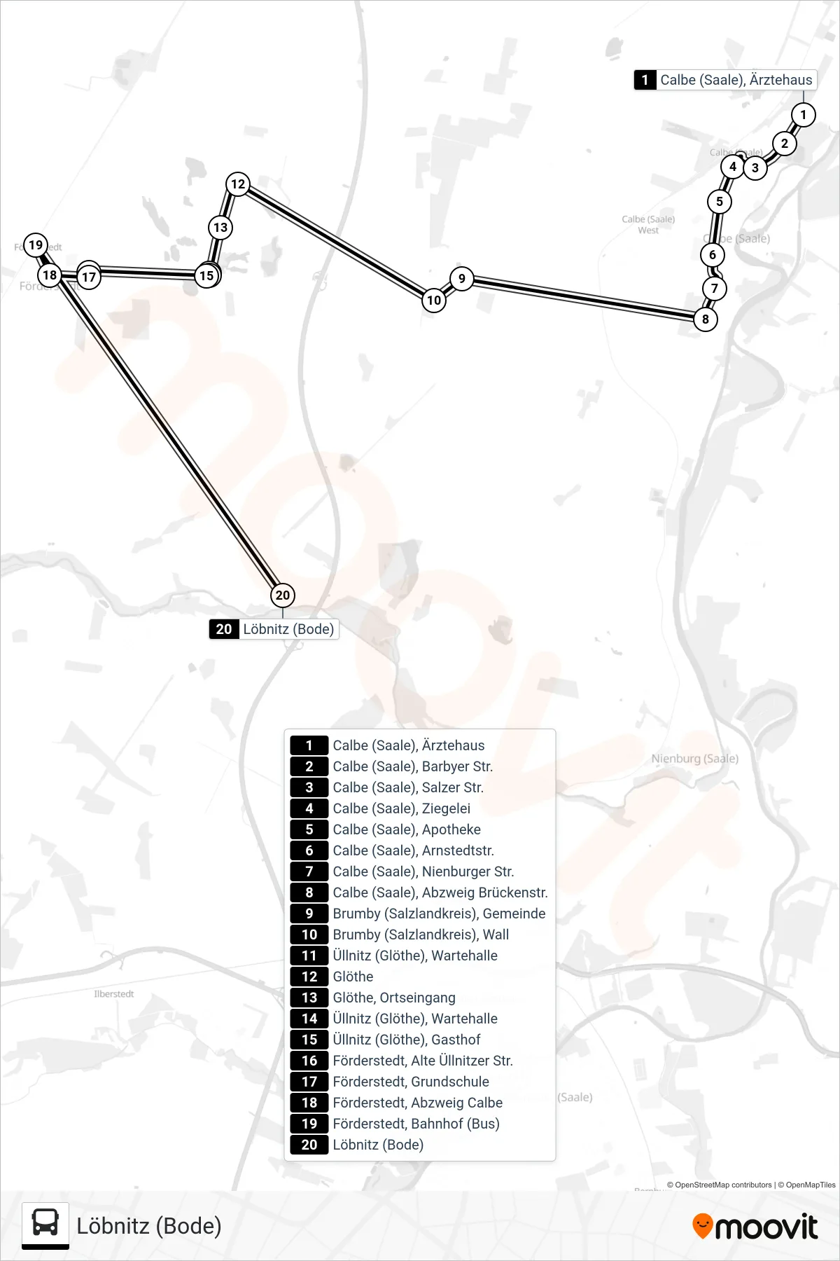 138 bus Line (Löbnitz (Bode)) route and stops on a map
