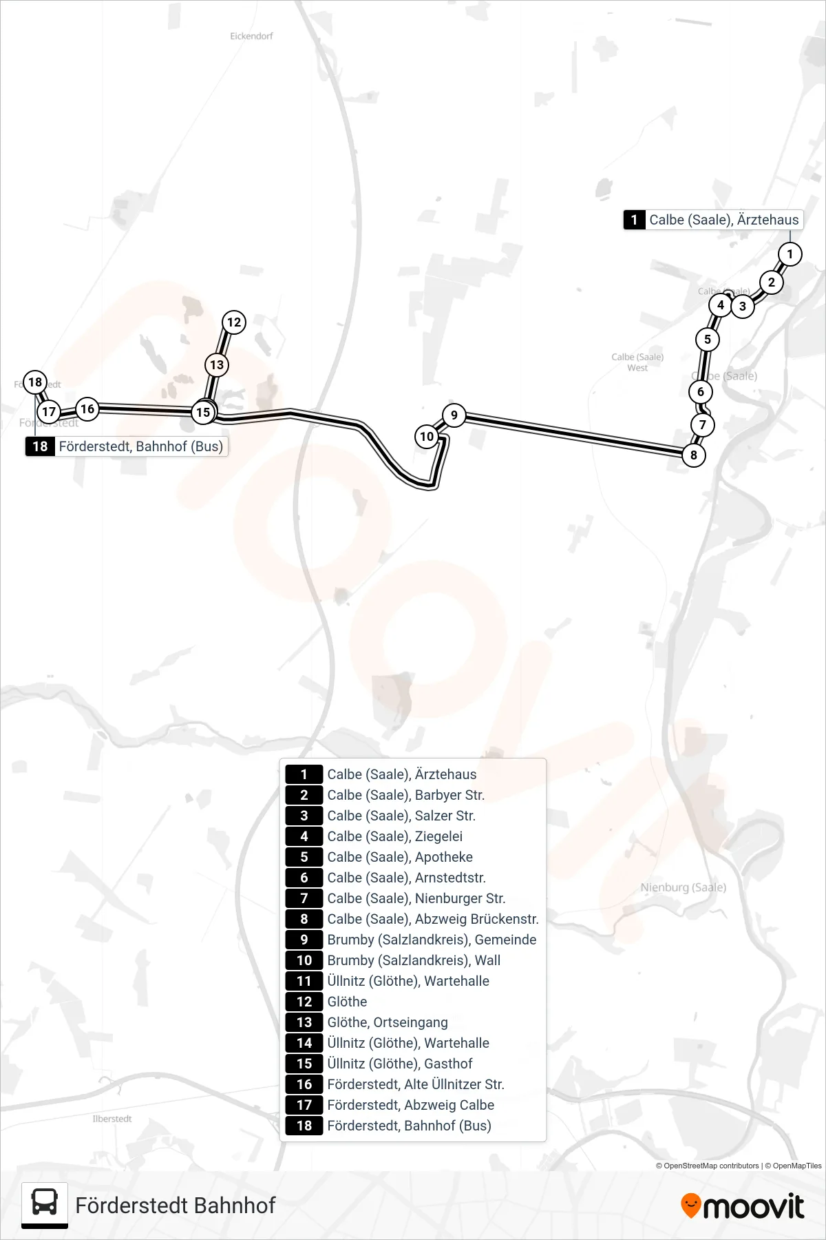 138 bus Line (Förderstedt Bahnhof) route and stops on a map