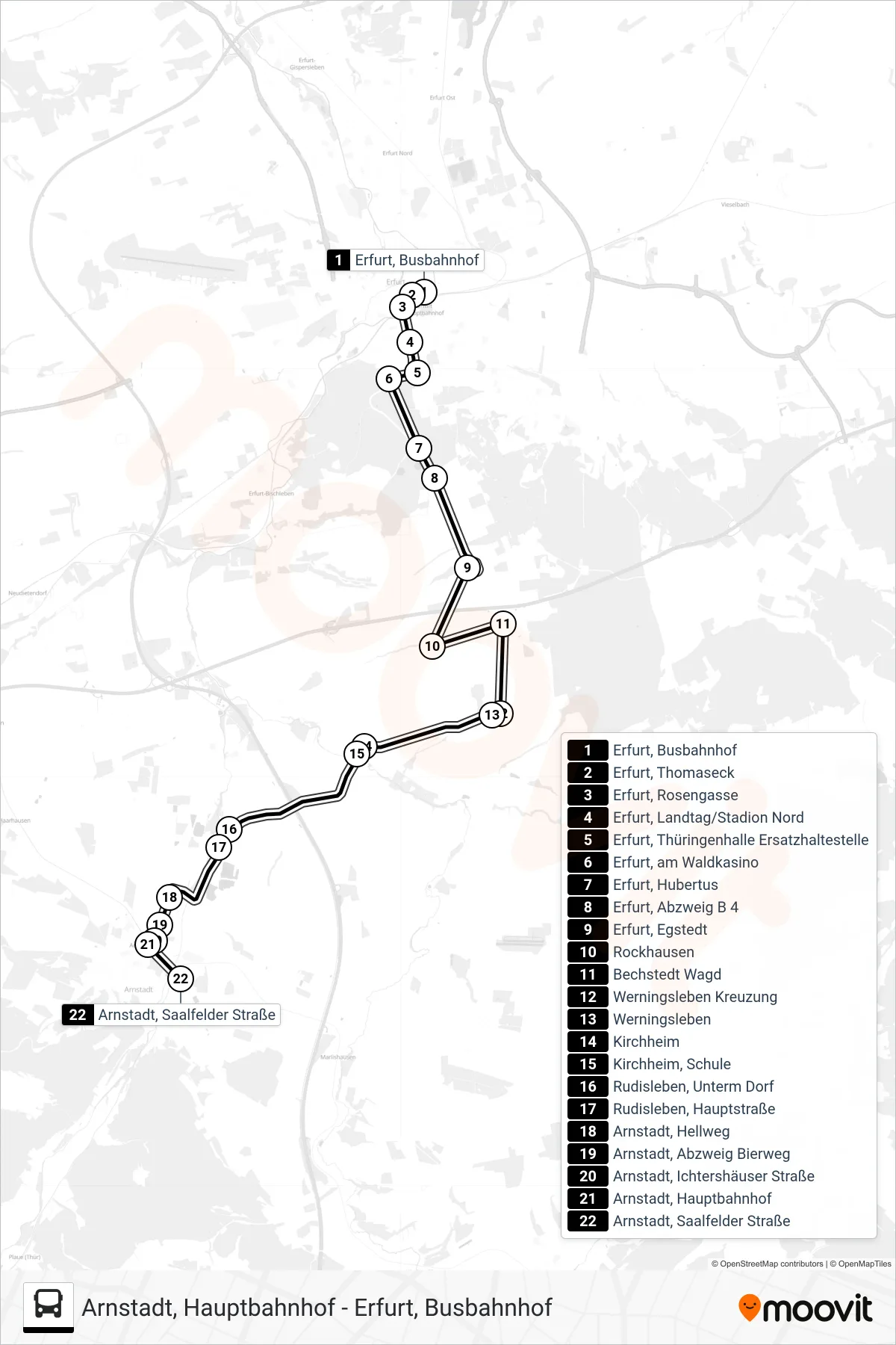 Linie 357 (Bus) Richtung Arnstadt, Saalfelder Straße: Route und Haltestellen auf der Karte