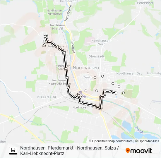 Автобус A: карта маршрута