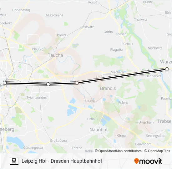Поезд RE50: карта маршрута