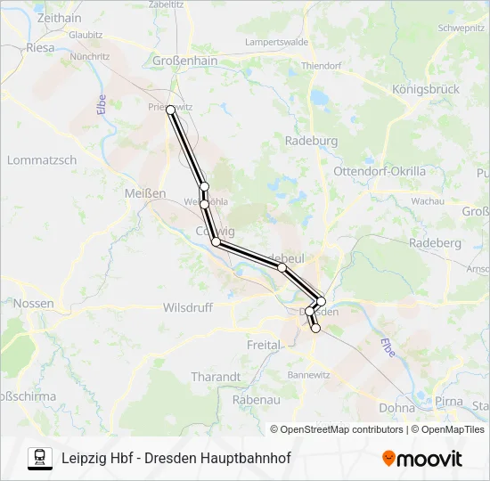Поезд RE50: карта маршрута