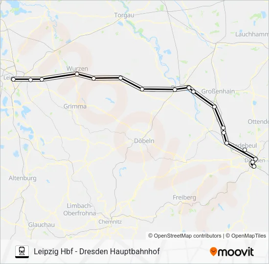 Поезд RE50: карта маршрута