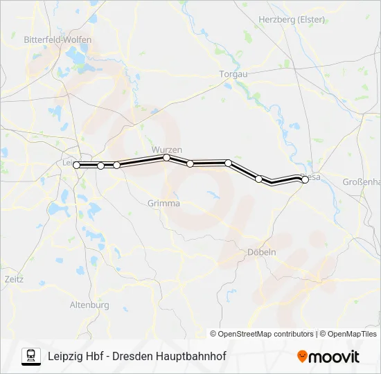 Поезд RE50: карта маршрута