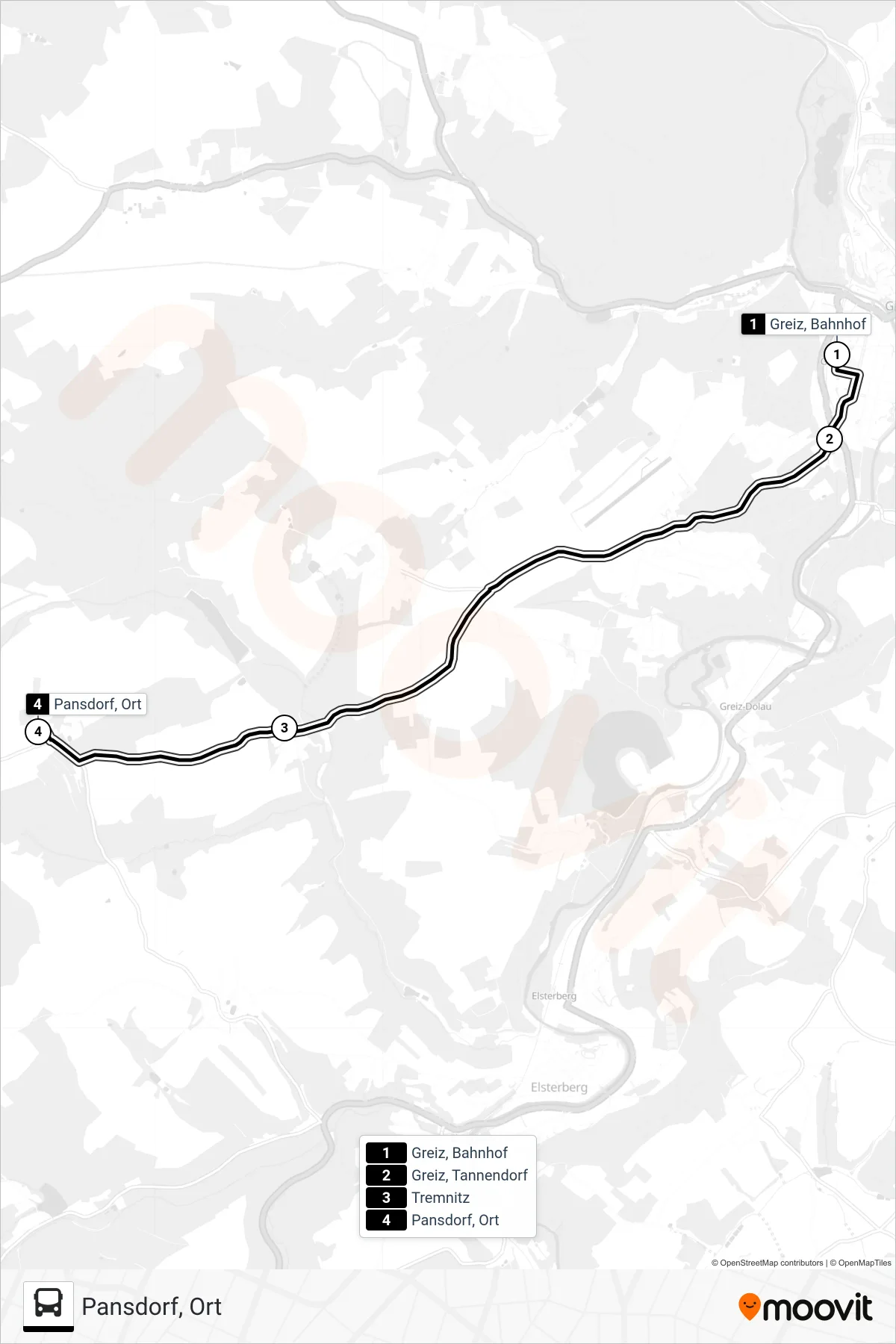 2 bus Line (Pansdorf, Ort) route and stops on a map