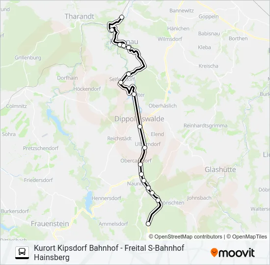 Автобус WEIßERITZTALBAHN: карта маршрута