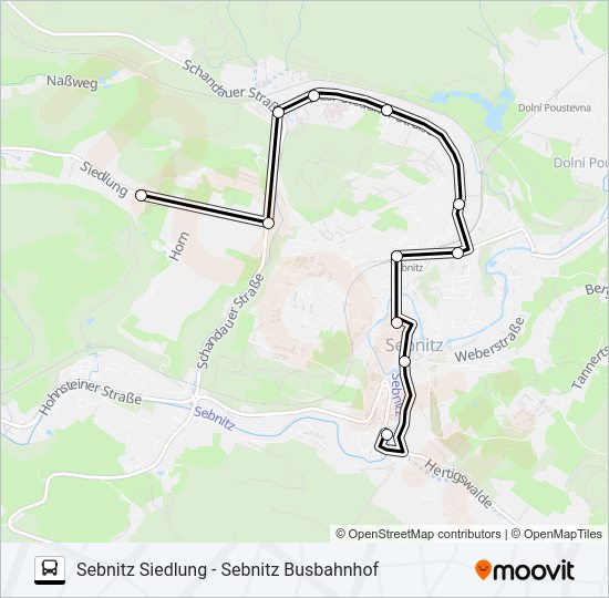 Автобус T (SEBNITZ): карта маршрута