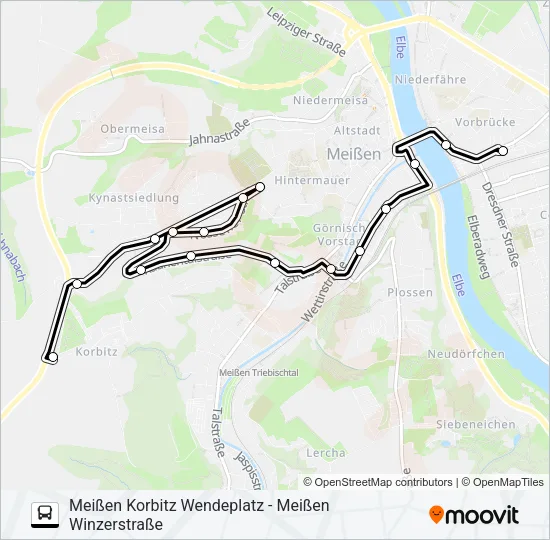 Автобус A (MEIßEN): карта маршрута