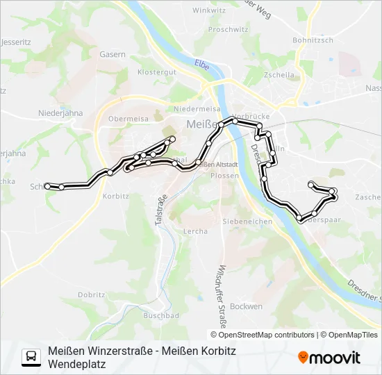 Автобус A (MEIßEN): карта маршрута