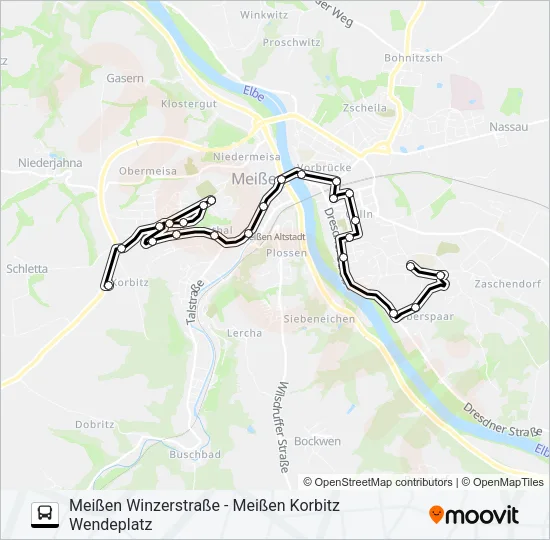 Автобус A (MEIßEN): карта маршрута