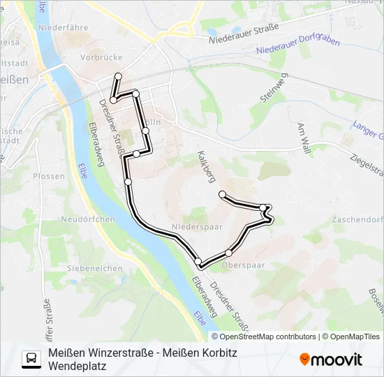 Автобус A (MEIßEN): карта маршрута