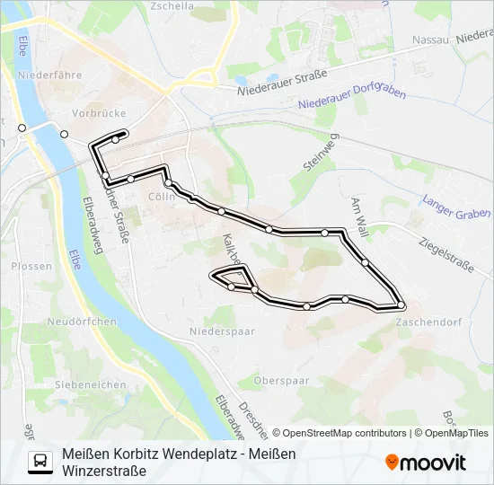 Автобус B (MEIßEN): карта маршрута