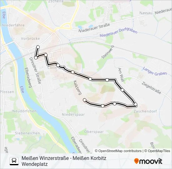 Автобус B (MEIßEN): карта маршрута