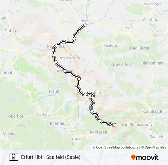 Поезд RB23: карта маршрута