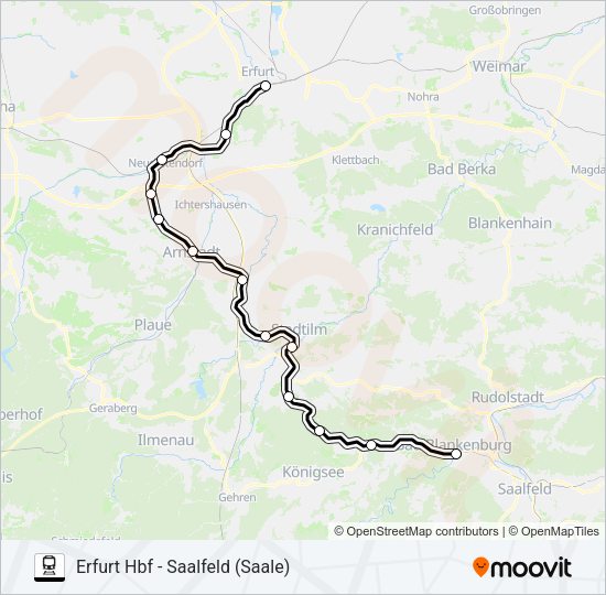 Поезд RB23: карта маршрута