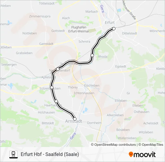 Поезд RB23: карта маршрута