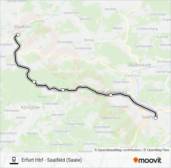 Поезд RB23: карта маршрута