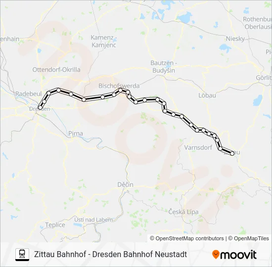 Поезд RE2: карта маршрута