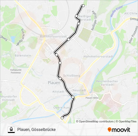 Трамвай 1: карта маршрута