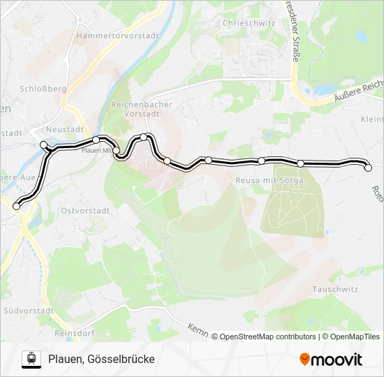 Трамвай 1: карта маршрута