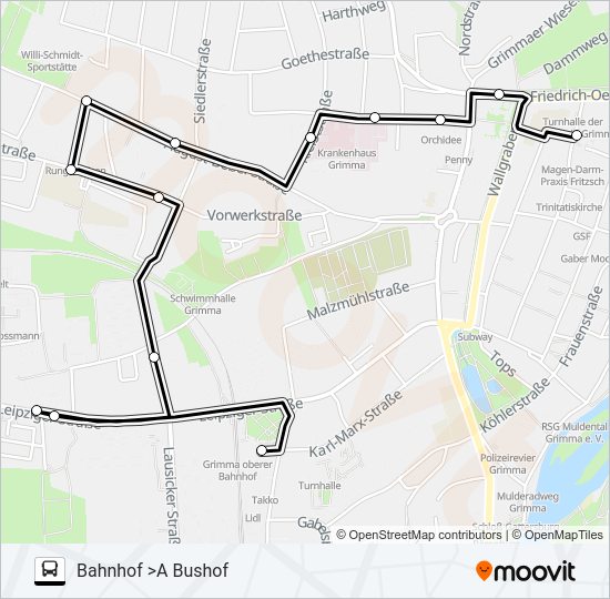 Автобус B: карта маршрута