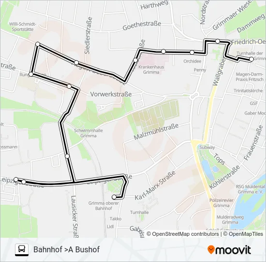 B Bus Line Map