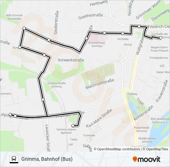 Автобус B: карта маршрута