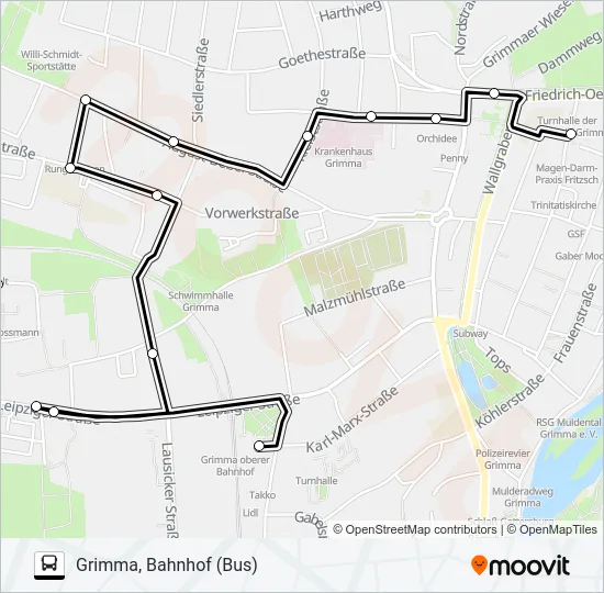 B Bus Line Map