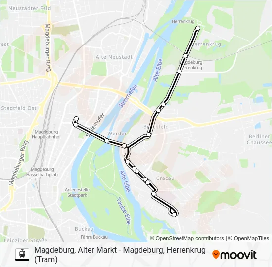 Трамвай N1: карта маршрута
