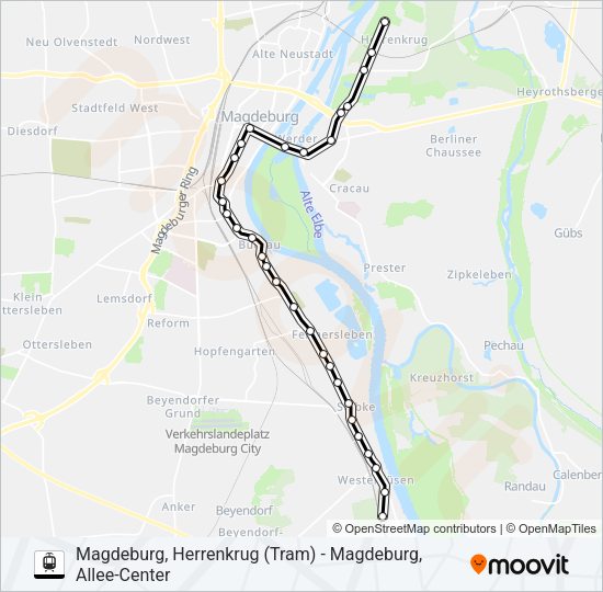 Трамвай N1: карта маршрута