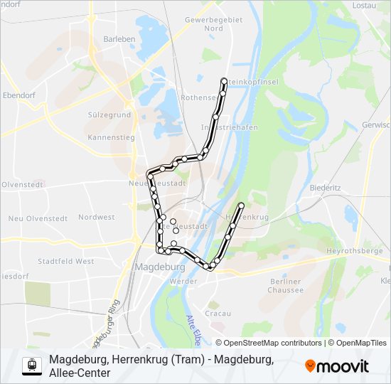 Трамвай N1: карта маршрута